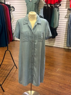 CHAMBRAY BUTTON UP DRESS