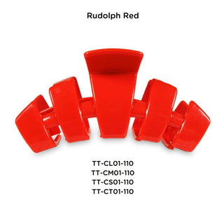 Red claw hair clips set of five with a curved center clip