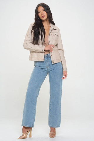 Coalition LA Button Down Cargo Vegan Leather Shacket - Just Believe Boutique