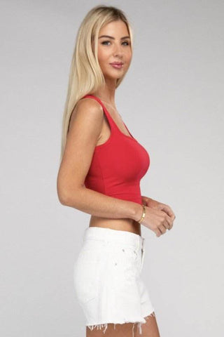 Cotton Square Neck Cropped Cami Top - Just Believe Boutique