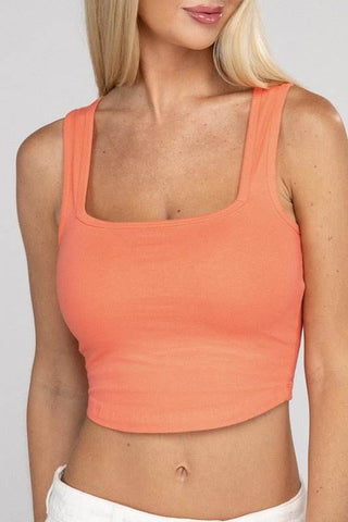 Cotton Square Neck Cropped Cami Top - Just Believe Boutique