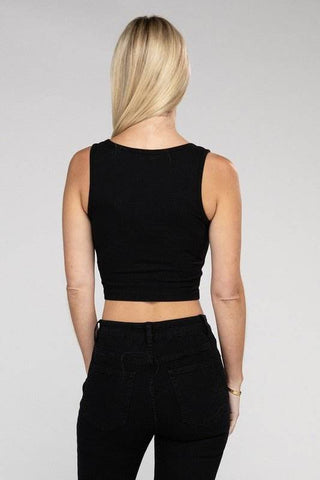 Cotton Square Neck Cropped Cami Top - Just Believe Boutique