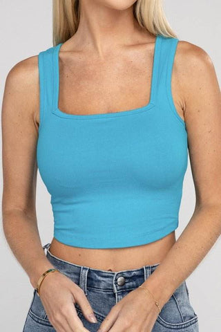 Cotton Square Neck Cropped Cami Top - Just Believe Boutique