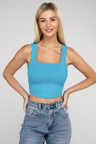 Cotton Square Neck Cropped Cami Top - Just Believe Boutique