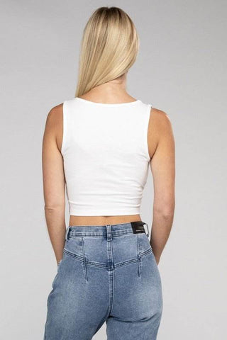 Cotton Square Neck Cropped Cami Top - Just Believe Boutique