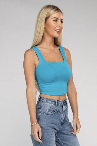 Cotton Square Neck Cropped Cami Top - Just Believe Boutique