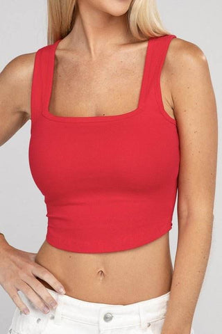 Cotton Square Neck Cropped Cami Top - Just Believe Boutique
