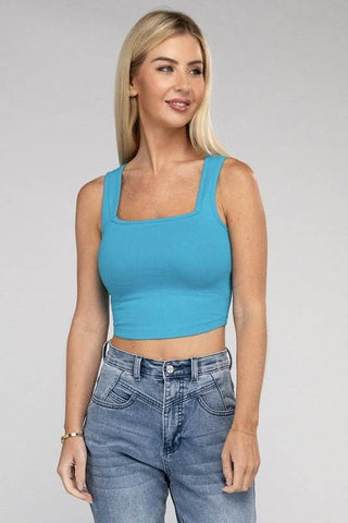 Cotton Square Neck Cropped Cami Top - Just Believe Boutique