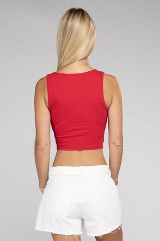 Cotton Square Neck Cropped Cami Top - Just Believe Boutique
