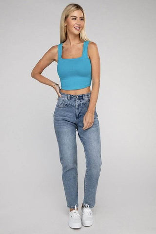 Cotton Square Neck Cropped Cami Top - Just Believe Boutique