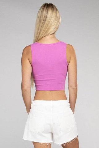 Cotton Square Neck Cropped Cami Top - Just Believe Boutique