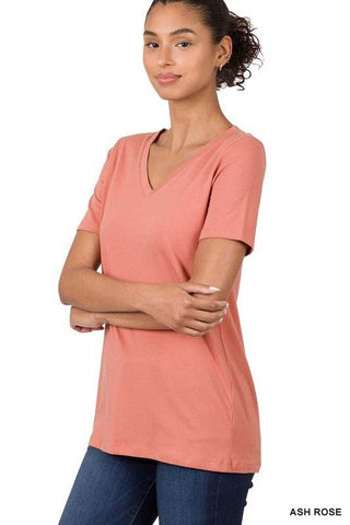 Cotton V - Neck Short Sleeve T-Shirts - Just Believe Boutique