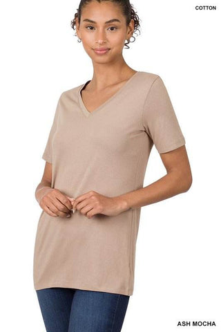 Cotton V - Neck Short Sleeve T-Shirts - Just Believe Boutique