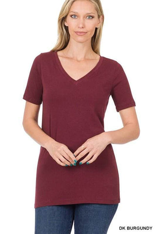 Cotton V - Neck Short Sleeve T-Shirts - Just Believe Boutique