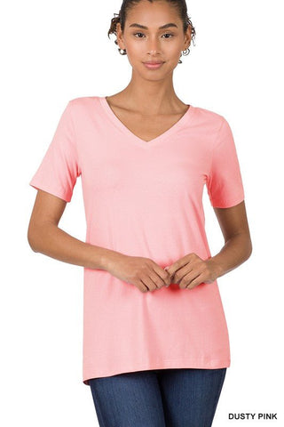 Cotton V - Neck Short Sleeve T-Shirts - Just Believe Boutique
