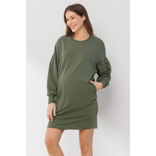 Crew Neck Sweater Dress with Pockets - Just Believe Boutique