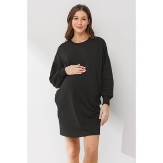 Crew Neck Sweater Dress with Pockets - Just Believe Boutique