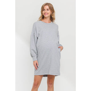 Crew Neck Sweater Dress with Pockets - Just Believe Boutique