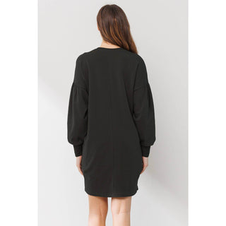 Crew Neck Sweater Dress with Pockets - Just Believe Boutique