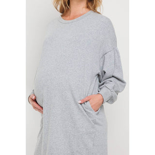 Crew Neck Sweater Dress with Pockets - Just Believe Boutique