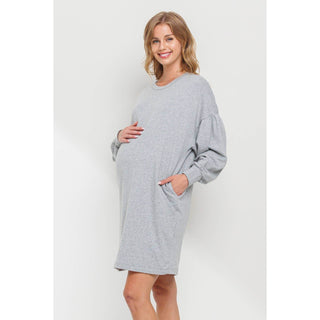 Crew Neck Sweater Dress with Pockets - Just Believe Boutique