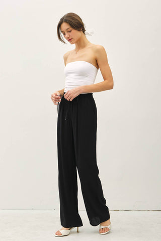 CRINKLE WIDE-LEG PANTS - Just Believe Boutique
