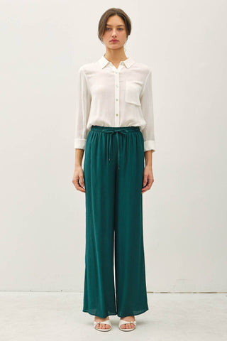 CRINKLE WIDE-LEG PANTS - Just Believe Boutique