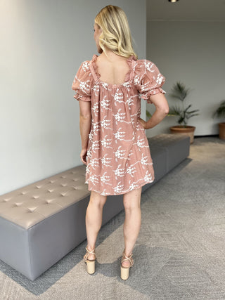 Crochet Dainty Dress – Mauve – model photo