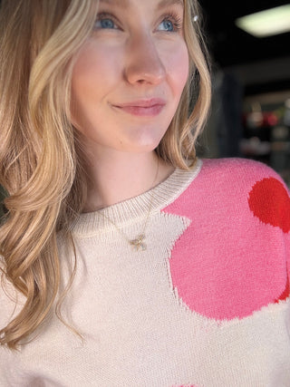 Gold Crystal Bow Charm – model photo