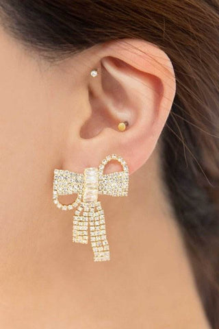 Crystal Bow Earrings - Just Believe Boutique