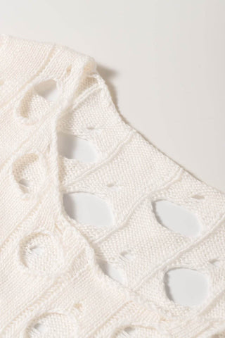 Cutout Round Neck Dropped Shoulder Knit Cover Up - Just Believe Boutique
