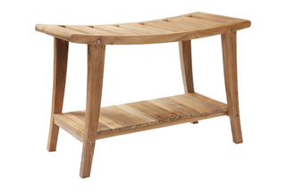 Nordic Teak - Nordic Style Solid Teak Asian Style Bench with Shelf