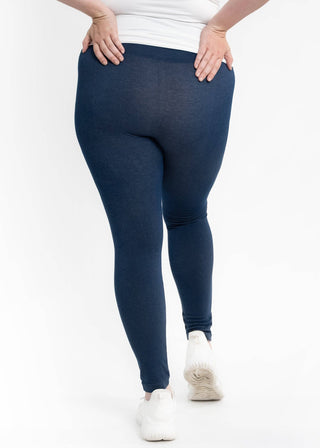 High Waist Crossover Leggings - Curvy Fit: BLACK DENIM