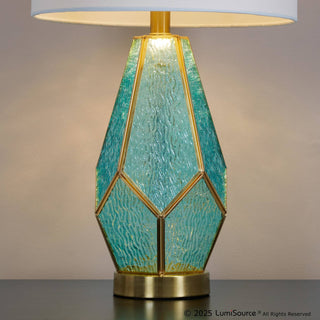 LumiSource Geo Rain Glass Table Lamp Set in Gold