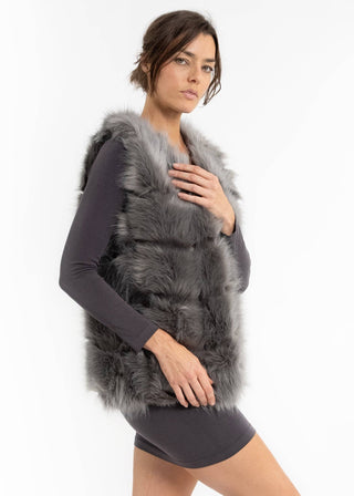 Posh Faux Fur Vest: Light Grey