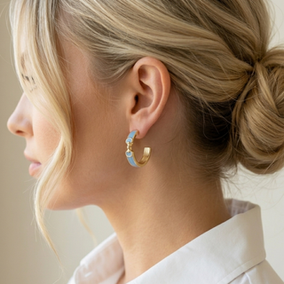 Derby Horse Bit Color Hoop Earrings - Slim & Sleek