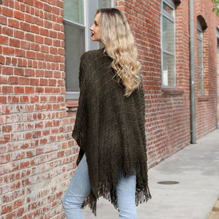 Fringe Knit Body Wrap Cardigan scarf style