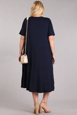 Plus Knit Solid Jersey Ruffled Maxi Dress