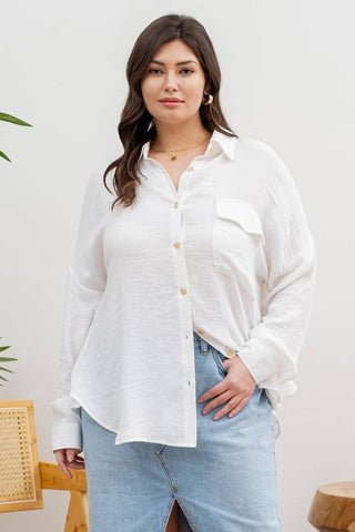 PLUS LIGHTWEIGHT BUTTON DOWN: WHITE