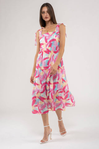 BRUSH STROKE DRESS RESS FUCHSIA