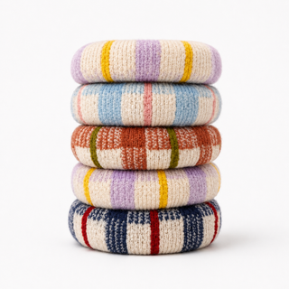 Soft Plaid Knit Hair Tie, 5-Piece Set, Curated Color Blend
