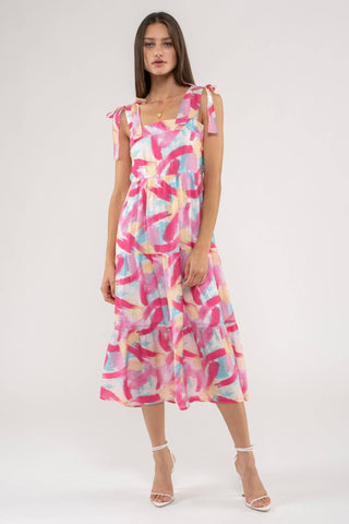 BRUSH STROKE DRESS RESS FUCHSIA