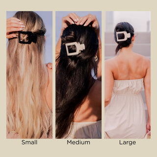 TELETIES - Square Flat Hair Clip | Medium | Almond Beige