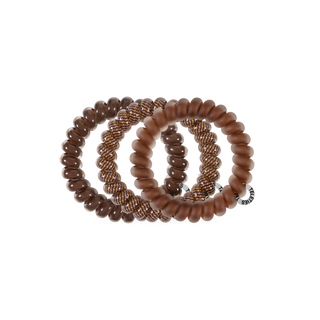 Teleties large spiral hair ties in Morning Brew coffee brown, shown as a set