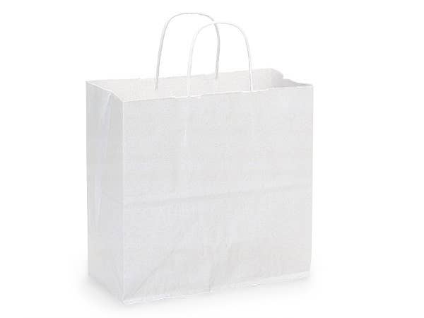 White Kraft Paper Shopping Bags: Assortment / 125 Pack