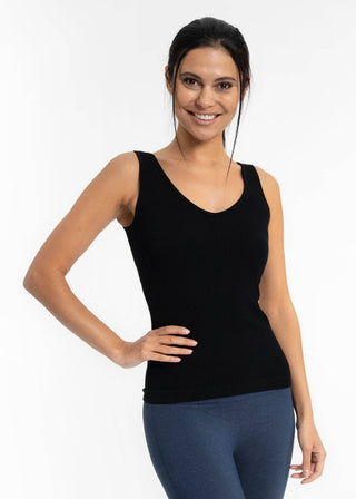 Ribbed Reversible Tank: Black