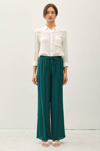 CRINKLE WIDE-LEG PANTS