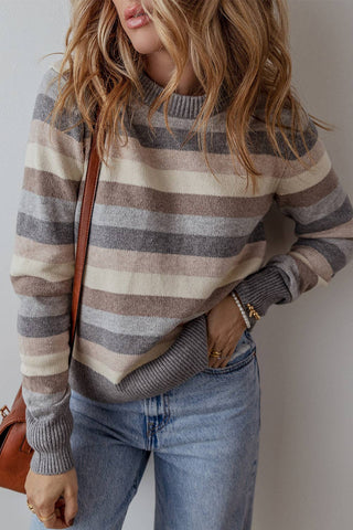 Robin Striped Sweater: Gray Stripe / S