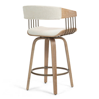 Beige Upholstered Fabric Counter Stool - Glamour Home