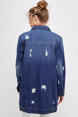 DENIM 3/4 QUARTER JACKETS DISTRESSED WASHED - Just Believe Boutique